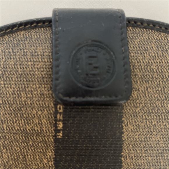 FENDI Penguin Strips Vintage Wallet Purse Canvas Leather Brown - Picture 5 of 13